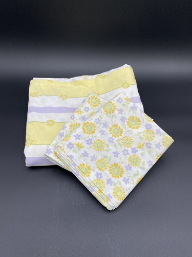 POTTERY BARN KIDS Twin SUNFLOWER Yellow Purple Stripes Duvet+2 pillowcases READ - Picture 4 of 9