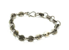 Sarah Maun Sterling Silver Modernist Disk Link Bracelet