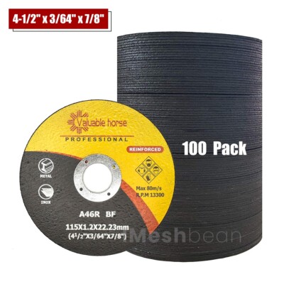 100 PACK 4-1/2''x7/8''x3/64'' Cut Off Wheels Metal & Stainless Steel Cutting Disc