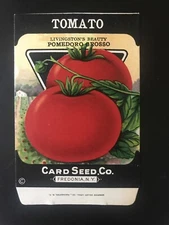 1920s Litho Antique Vintage Card Seed Co. Packet Pack Tomato Livingston’s