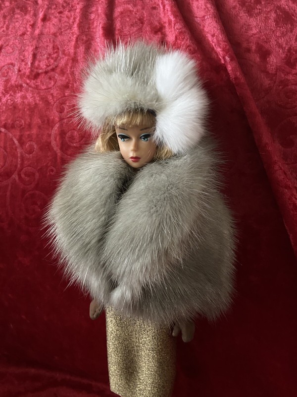 *~* STYLISH SILVER MINK FUR HAT  FOR MARILYN MONROE, BARBIE DOLL*~*