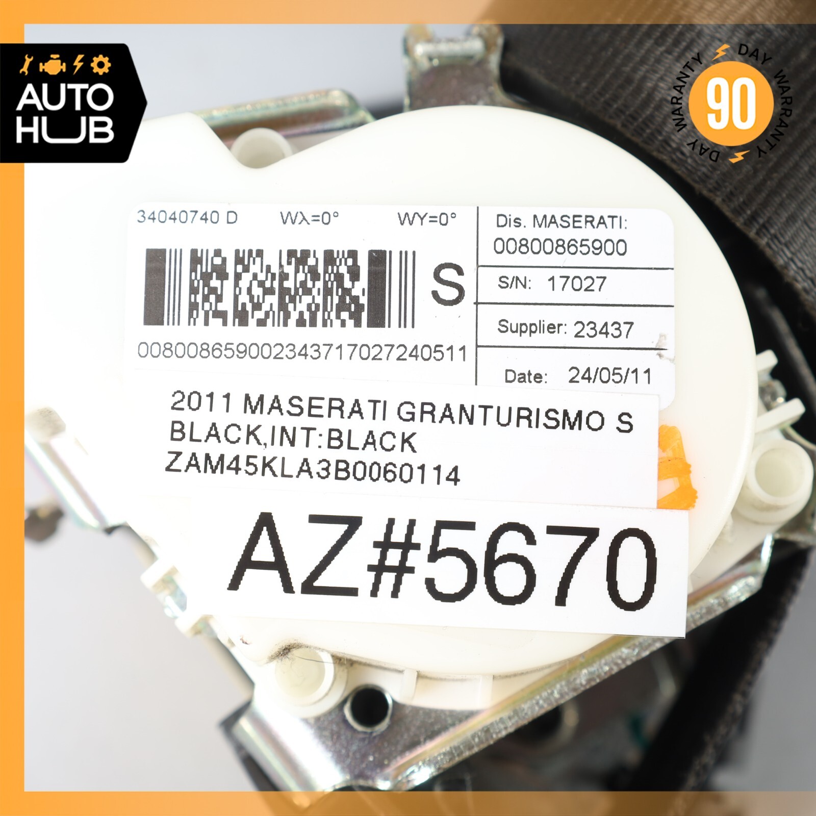 08-19 Maserati GranTurismo M145 Front Left Driver Side Seat Belt Black OEM 61k