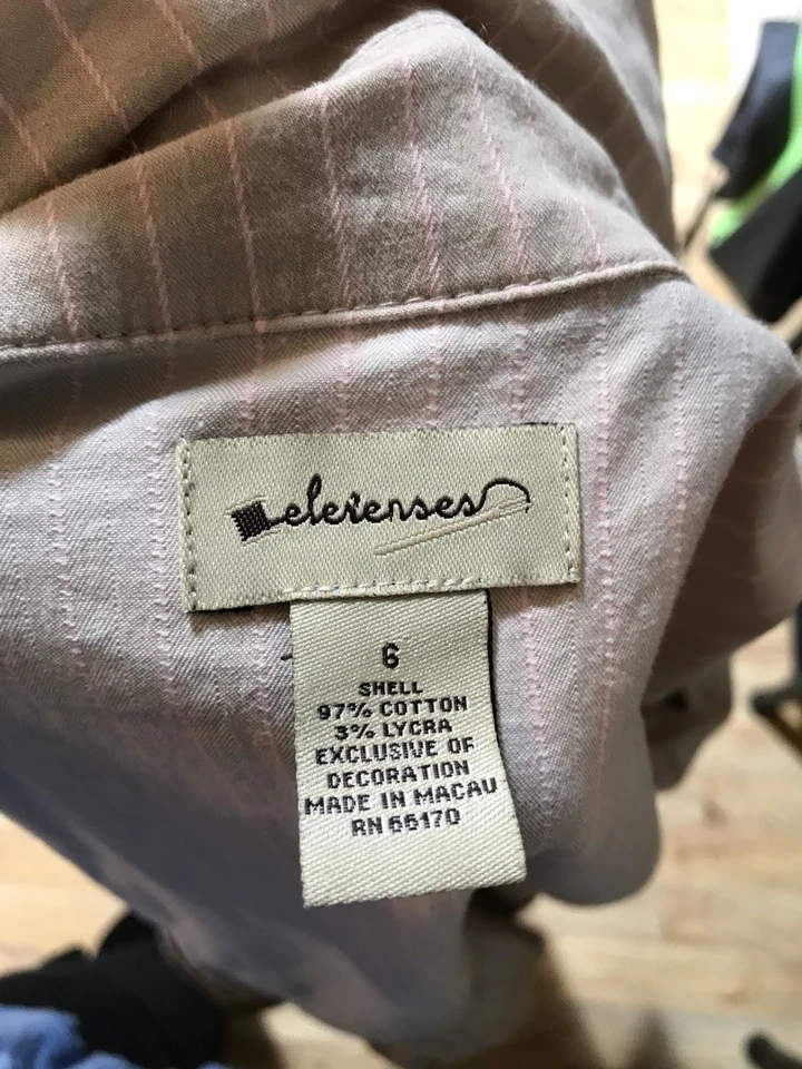 Chaqueta Chaleco Anthropologie Elevenses Rosa y Tostado Rayas con Volantes Dobladillo Trasero 6 Foto 4 de 4