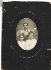 Vintage Cabinet Photo of Young Man  Pretty Women Girls Fancy Edwardian Hats   