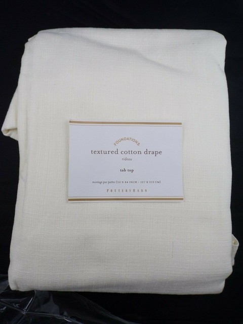 Pottery Barn Textured Cotton Drape Tab Top 50x 84 Ivory Panels