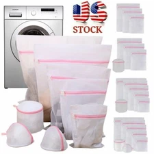 Zipped Wash Bag Net Laundry Washing Mesh Lingerie Underwear Bra Clothes Socks US