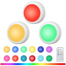 LED Puck Lights Battery Operated with Remote, 3 Pack 13 Colors Changeable LED...