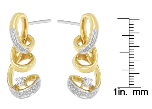 0.05 Cttw Diamond Round Cut 10K Two Tone Gold Espira Earrings - Picture 5 of 5