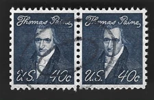Scott# 1292 40c Thomas Paine H. Pair with fancy oval cancel ~ (A-1)