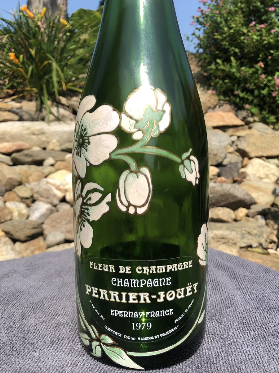 Vintage 1979 Perrier Joet Hand Painted Flower Champagne Green