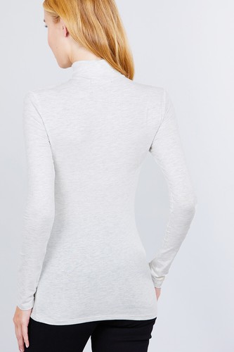 WOMEN SOLID COTTON TURTLENECK LONG SLEEVE TOP SHIRT T11901 - Picture 31 of 52