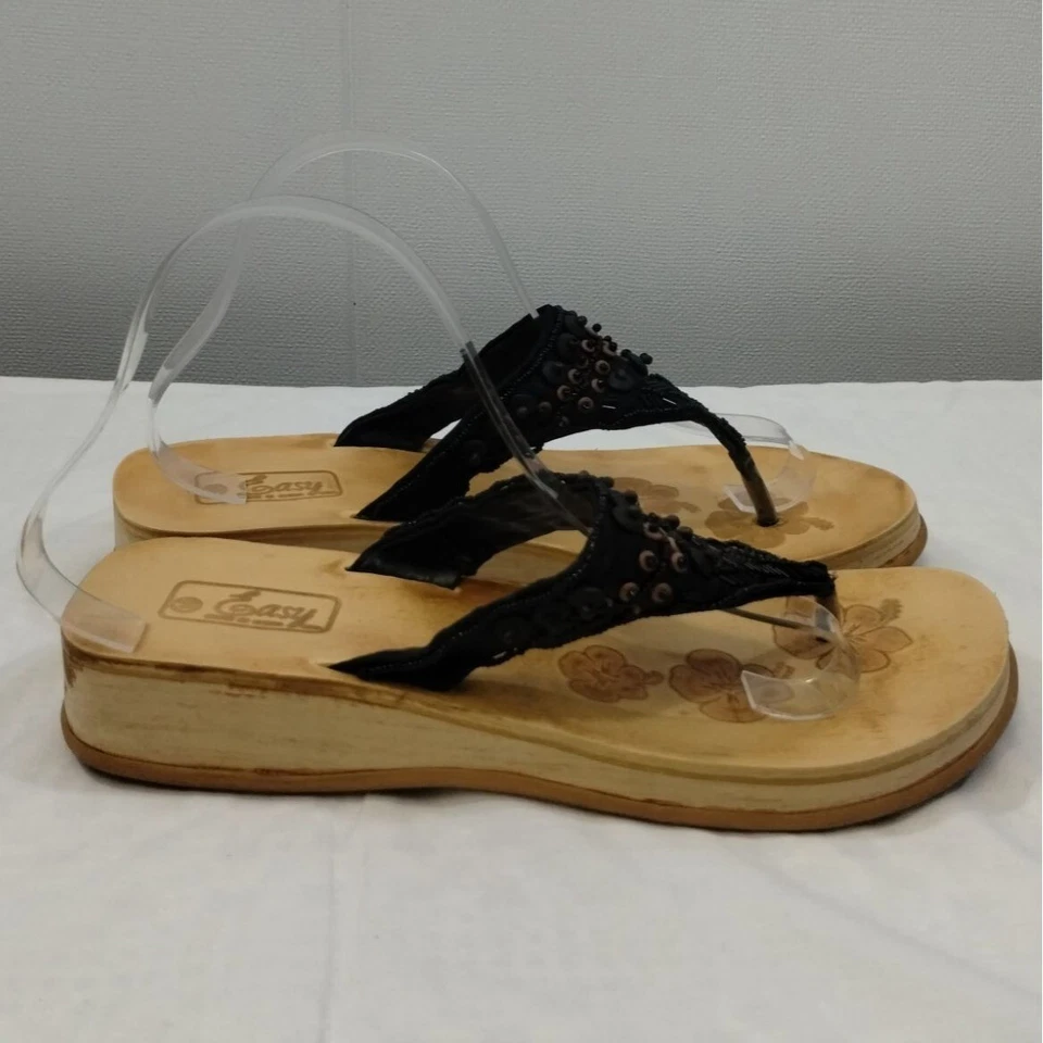 Zapatos/sandalias/chanclas Easy para mujer negros/bronceados talla 10 SKU 3573 Foto 4 de 4