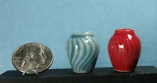 Tiny Dollhouse Ceramic Vase- Choice- Red-Blue 1" Bright Delights 1:12