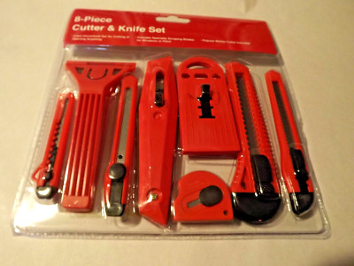 Economy 8 Pc Utility Knife Set with Cutter Blades  and Scraper Hand Tools - SALE