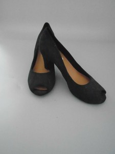 navy suede peep toe shoes