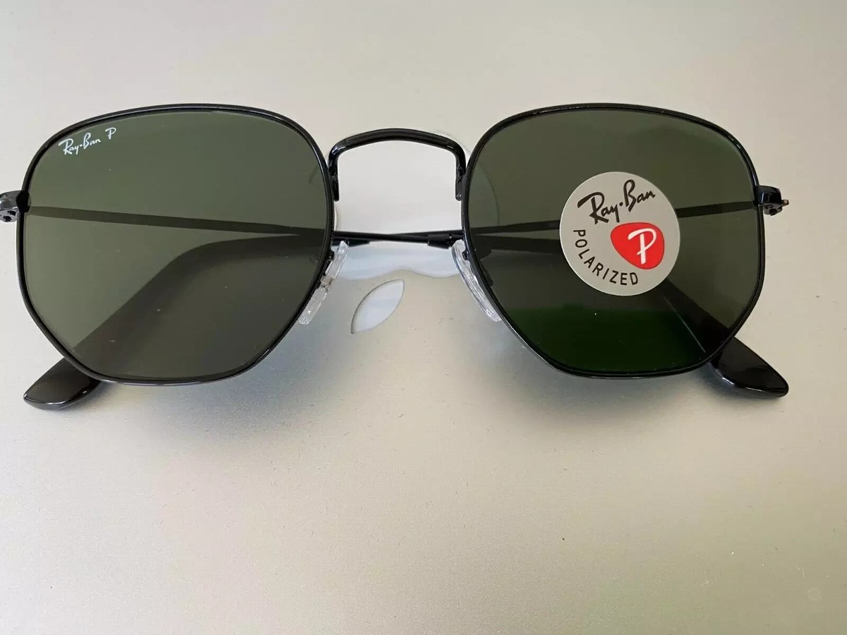 Ray-Ban Hexagonal Flat Polarized Lenses - Polished Black Amazon.com: Ray-Ban: Hexagonal main image 3