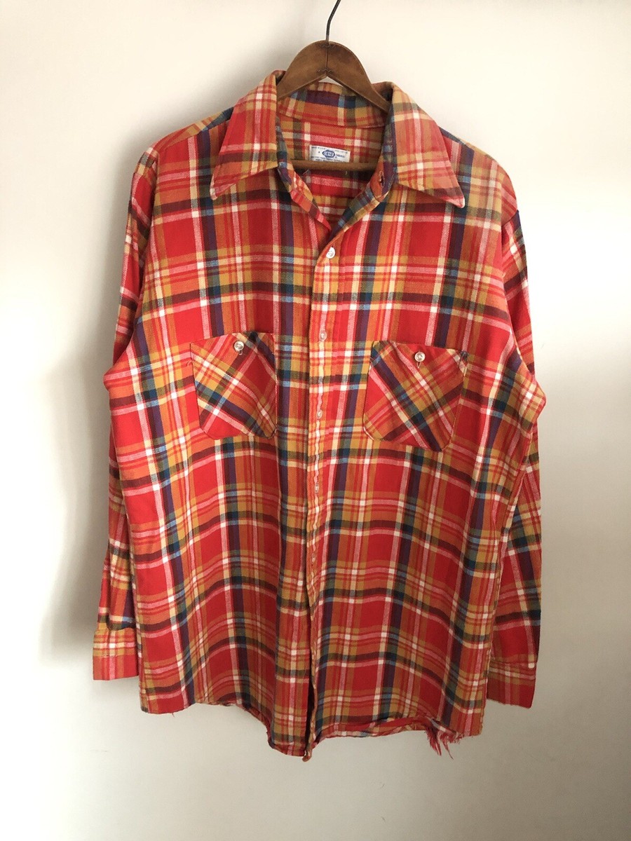トップス 60's Bond Printed Cotton Flannel Shirt Vintage 60s NOS NWOT Five Brother USA Union Made Flannel