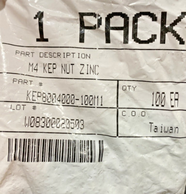 100x Pack M4-0.70 Class 8.8 Zinc Plated Finish Steel Tooth Washer Lock Nut