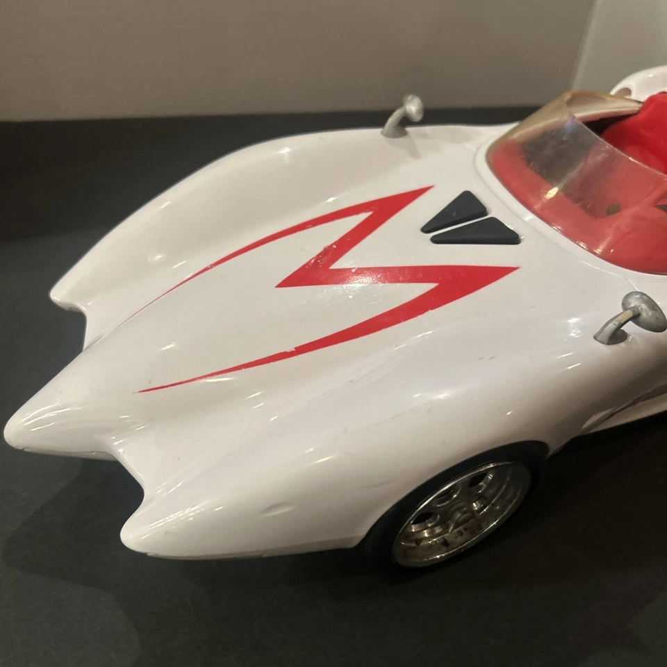 Speed Racer Mach 5 carro grande branco vermelho interior número 5 veículo de brinquedo colecionável - Imagem 2 de 4