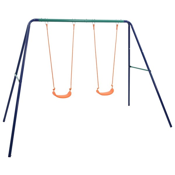 Schaukelset 2 Sitze Stahl Schaukelgestell SchaukelgerüSt Kinderschaukel vidaXL-image