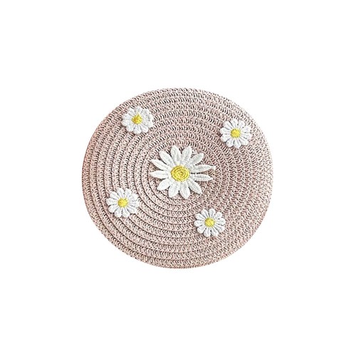 Daisy Pattern Straw Handbag Round Shape Beach Bag Fashion Straw Bag Women Girl - Picture 19 of 19