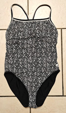 TYR Reversible One Piece Swimsuit Black White Spotted Training Swimwear