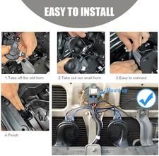 2PCS 300DB Super Loud Train Horns, 12V Waterproof Air Electric Snail Horn Replac