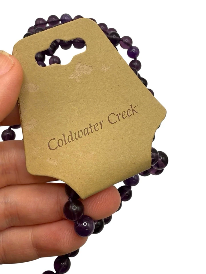 Collar largo de ópera de piedra amatista genuina cuentas pulidas de Coldwater Creek nuevo con etiquetas Foto 4 de 4