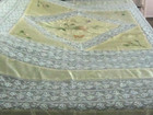 Antique Victorian silk bed cover 2 pillow shams silk embroidered filet lace — photo 1