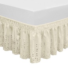 Wrap Around Elastic Eyelet Bed Skirts 14 1/2 Inches Drop Dust Ruffle Three Fa...