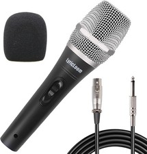 LyricLoom Professional Wired Microphone for Singing, Metal Handheld Silver