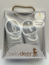 Baby Deer Linden White Leather Saddle Oxford Crib Shoes Size 3 6-9 Months NEW