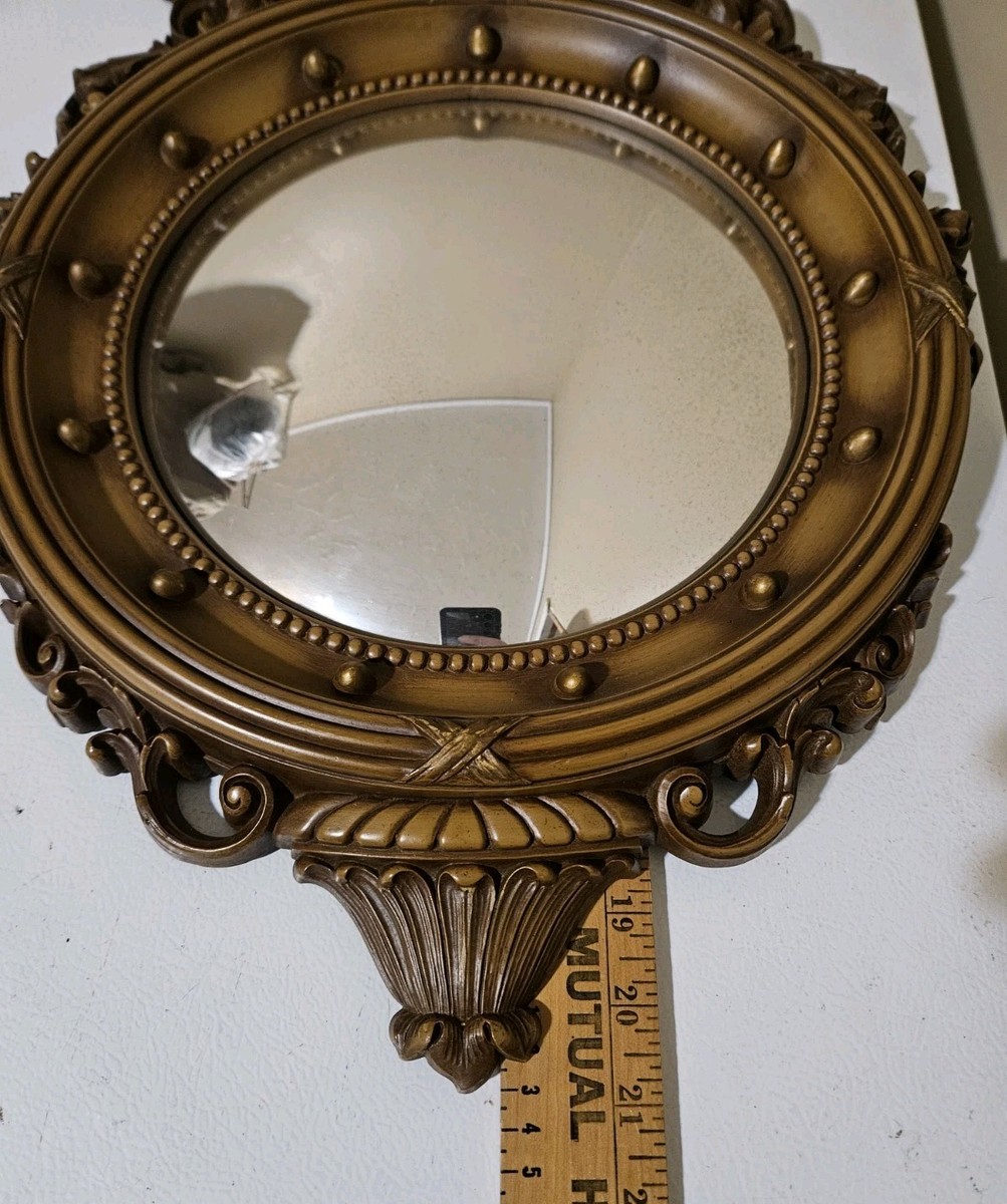 アメリカのアンティーク鏡 Sxiawe 30 in. W x 32 in. H Baroque Style Round Antique Gold Metal