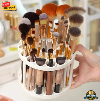 Rotating Makeup Brush Storage Rack Desktop Organizer Cosmetic Holder Box