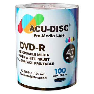 500x ACU-Disc Super White Inkjet DVD-R 16x 4,7GB Premium Media Duplication Grade