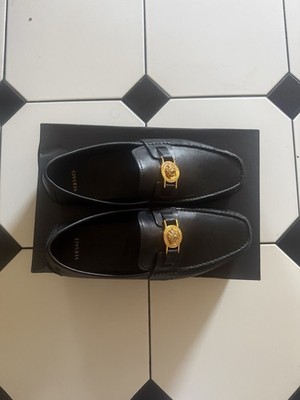 Versace Black Goldmedusa Driver Loafers Size 44