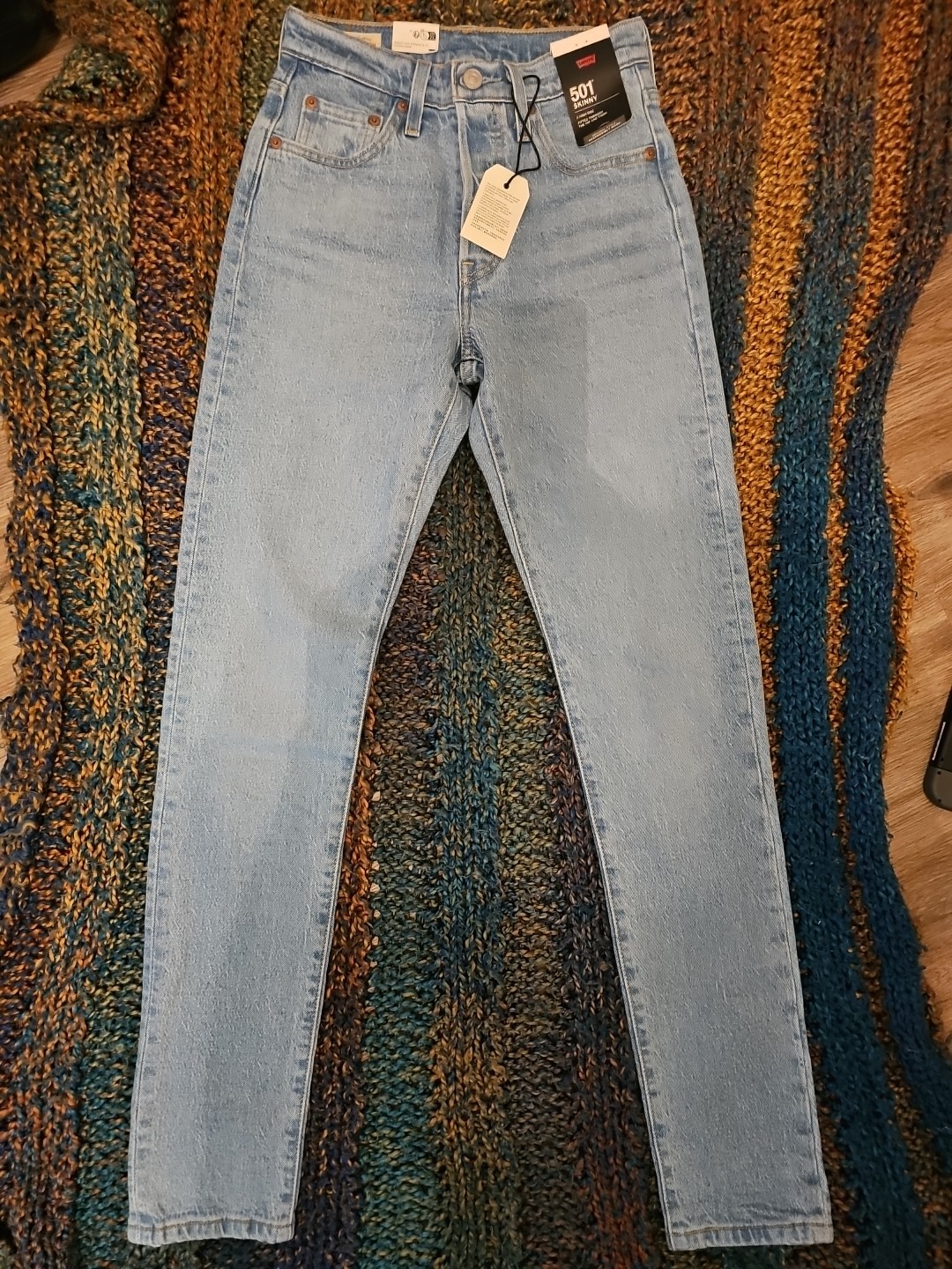 Levis 501 Jeans Womens 27x32 Med Wash Original High Rise Straight Leg Button Fly