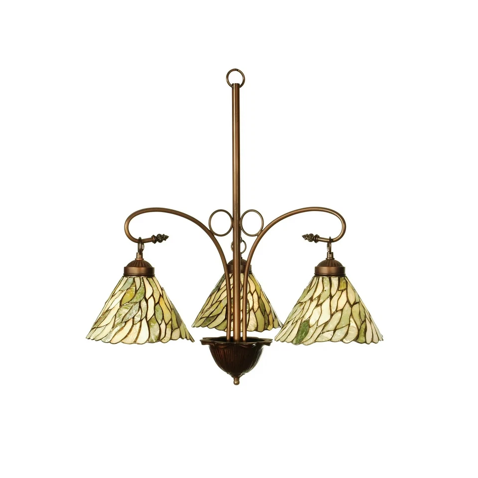 24 Inch Wide willow jadestone 3 lt Chandelier Green - Image 2 of 2