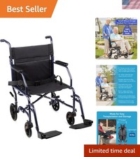 Ultra-Lightweight Transport Wheelchair - 25 lbs with Safety Belt  Footrests