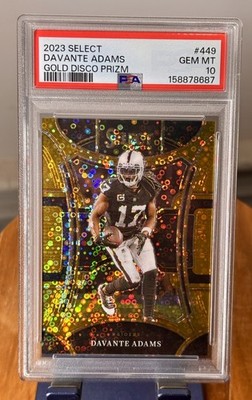 2023 Panini Select Davante Adams Gold Disco Prizm /10 PSA 10 Suite Level POP 2