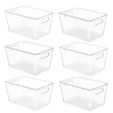 Clear Plastic Storage Bins with Handles, 6 Pack Large Organizer Bins BPA-Ki...