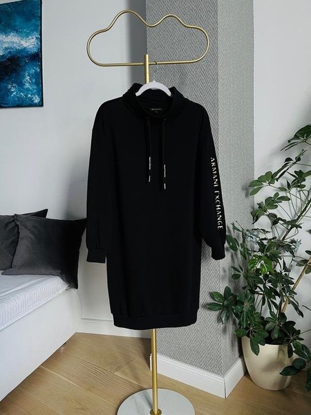 Women Armani Exchange Dress Black Cotton 36