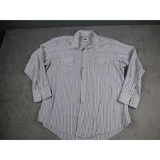 Ely Cattleman Mens XL Western Pearl Snap Shirt Blue White Stripe Long Sleeve L/S