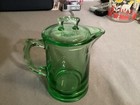 Fostoria Mayfair  Uranium UV Reactive Green Syrup Pitcher & Handled Lid Creamer — photo 4