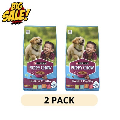 2 Pack Purina Puppy Chow Dry Dog Food Tender & Crunchy High Protein 30 lb