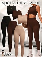 Women's Seamless Gym Set 2 Piece Crop Top  High Waist Leggings Workout Yoga Set
