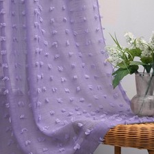 Lavender Pom Pom Sheer Curtains 96" Long for Girls Kids Bedroom - 2 Panels