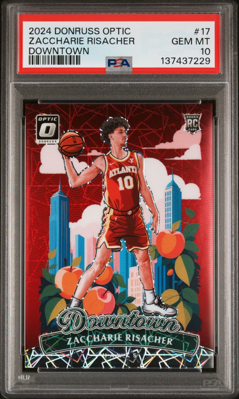 2024-25 Donruss Optic Basketball Zaccharie Risacher Rookie Downtown Rc PSA 10