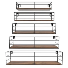 Floating Wall Shelves Set of 5, Wall Mounted Bathroom Shelves, Hanging Storag...