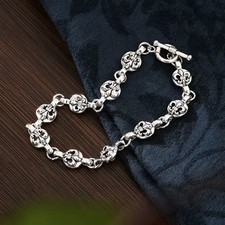 Bracciale croce in acciaio inox argento stile cromato